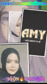 a picture of a woman with the name amy on the bottom