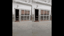two images of a building with the number 80 on the front
