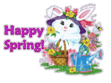 happy spring bunny spring flowers easter basket flower basket