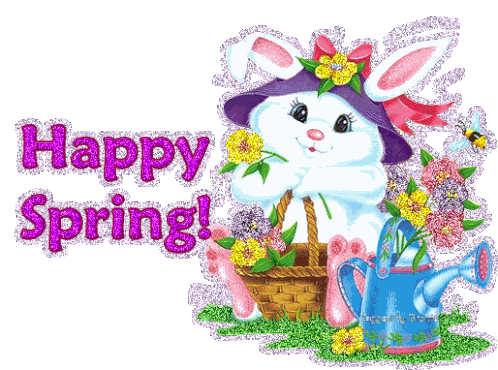 Happy Spring Bunny Sticker - Happy Spring Bunny Spring Flowers Stickers