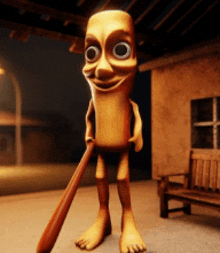 a cartoon character is holding a baseball bat