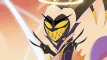 a cartoon drawing of a devil with a halo on his head