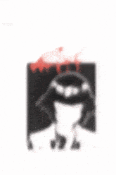 a black and white drawing of a woman with blood dripping from her head and the word " red " on the bottom