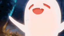 a white cartoon ghost with a red nose and mouth