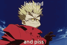 Vash The Stampede Piss GIF - Vash The Stampede Piss Love And Peace GIFs