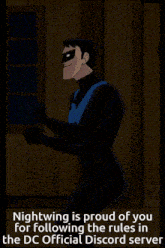 nightwing is proud of you for following the rules in the dc official discord server ..