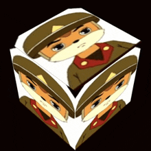 a cube with a fox face on it