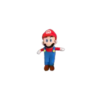 a stuffed mario toy with a red hat and blue overalls
