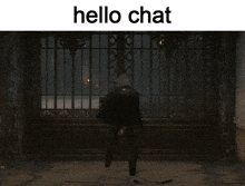 a screen shot of a video game with the words hello chat
