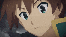 a close up of a anime character 's face with a serious look on his face
