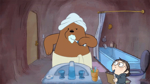 Brushing Teeth Grizzly Bear GIF - Brushing Teeth Grizzly Bear We Bare Bears  - Discover & Share GIFs