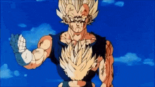 a cartoon character from dragon ball z is waving his hand