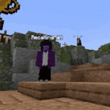 a person in a purple suit is standing in a video game with a name that starts with the letter p