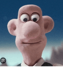 a close up of a cartoon character with big eyes and a big nose
