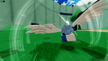 a screenshot of a video game shows a character flying through the air
