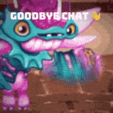 a cartoon character says goodbye chat with a hand emoji