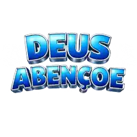 deus abencoe is written in blue and silver letters on a white background