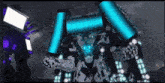 a robot with a blue light coming out of it