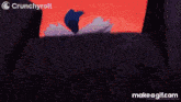 a crunchyroll advertisement with a picture of a cat on a cliff