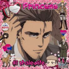 a picture of a man with the words princess # 1 nalewife written on it
