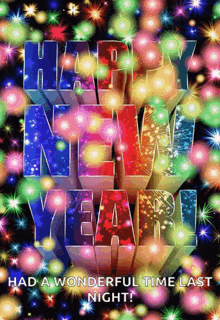 a colorful new year greeting card with the words happy new year