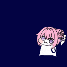 a girl with pink hair is giving a thumbs up sign