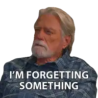 a man with a beard and a plaid shirt says i 'm forgetting something