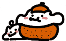 a cartoon drawing of a cat laying next to a bowl of food