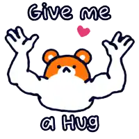 an illustration of a teddy bear with muscles and the words give me a hug