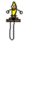 a cartoon drawing of a yellow tie hanging from a rope .