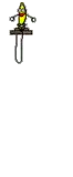 a cartoon drawing of a yellow tie hanging from a rope .