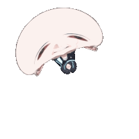 a cartoon drawing of a person 's face with a helmet on their head