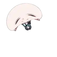 a cartoon drawing of a person 's face with a helmet on their head
