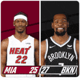 a heat player and a brooklyn player are shown side by side