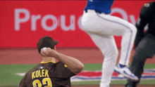 a baseball player with the name kolek on the back of his shirt