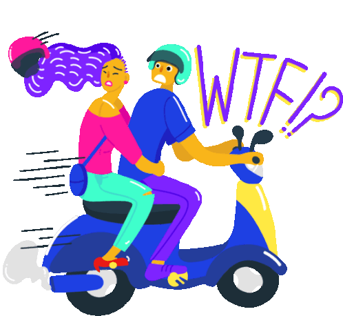 Women'S Helmet Falls Off With Caption "Wtf" Sticker - Driving Scooter Motorbike Stickers