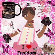 a picture of a girl and a mug that says " to my daughter "