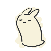 a black and white drawing of a rabbit with its eyes closed