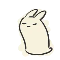 a black and white drawing of a rabbit with its eyes closed