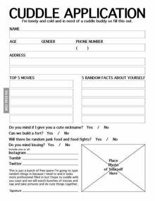 a cuddle application that says `` i 'm lonely and cold and in need of a cuddle buddy '' .