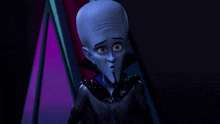 a close up of a cartoon character with a microphone