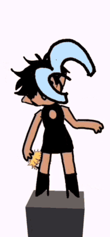 a cartoon drawing of a person with a number 3 in the background