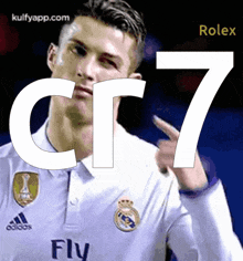 a picture of a soccer player wearing a rolex jersey