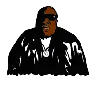 a drawing of a man wearing sunglasses and a white shirt