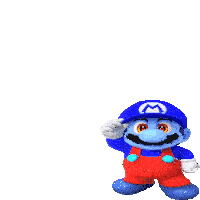 a cartoon character with a m on his hat and overalls