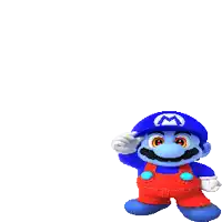 a cartoon character with a m on his hat and overalls