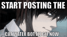 Death Note Water Bottle GIF - Death Note Water Bottle Cat GIFs