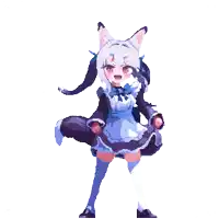 a pixel art of a girl in a maid dress