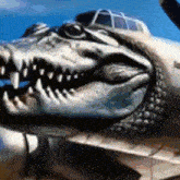 a painting of a crocodile 's head on top of a plane