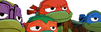 a group of teenage mutant ninja turtles are posing for a photo